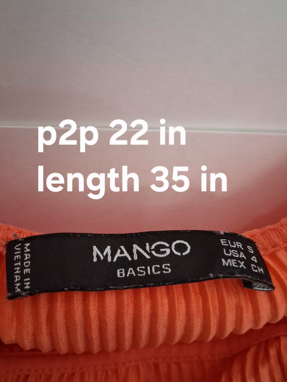 MANGO Coral Orange Ruffle Cold-Shoulder Mini Dress Size 4 Fit MEDIUM - Picture 7 of 7